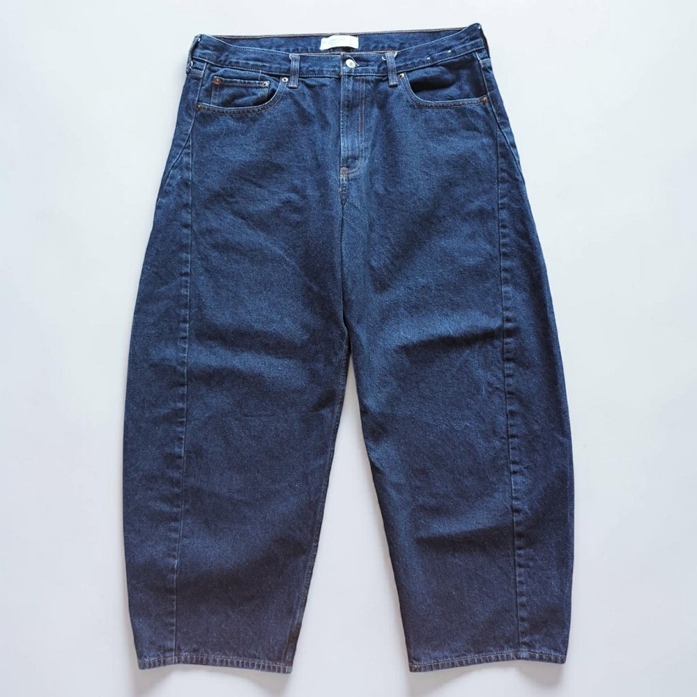 Abercrombie & Fitch Barrel Jeans 32 Mid Rise Dark Wash Horseshoe Denim - Picture 5 of 14